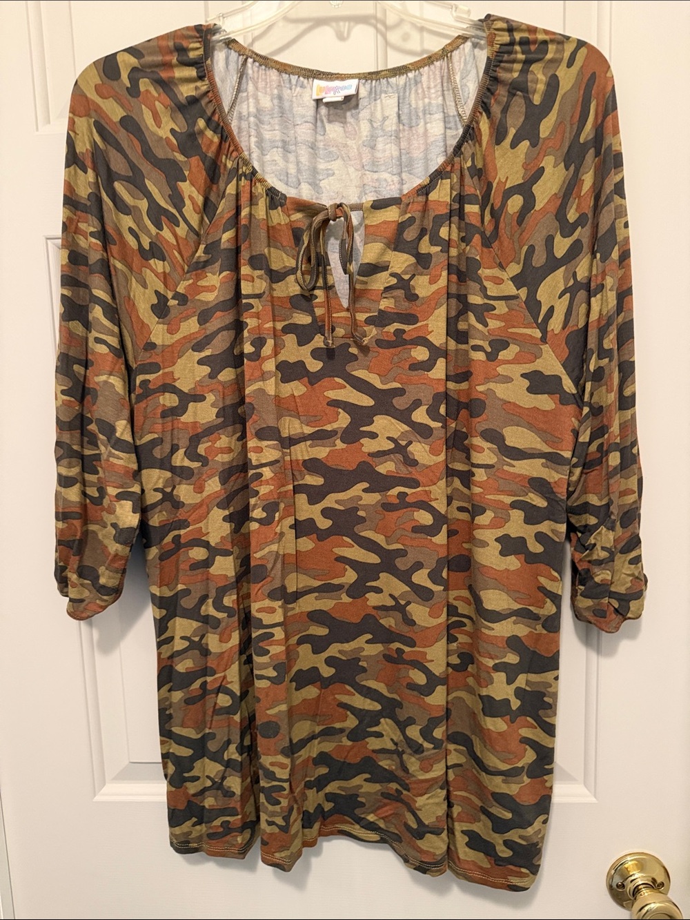 Camo Tie-Neck Tunic - 3X